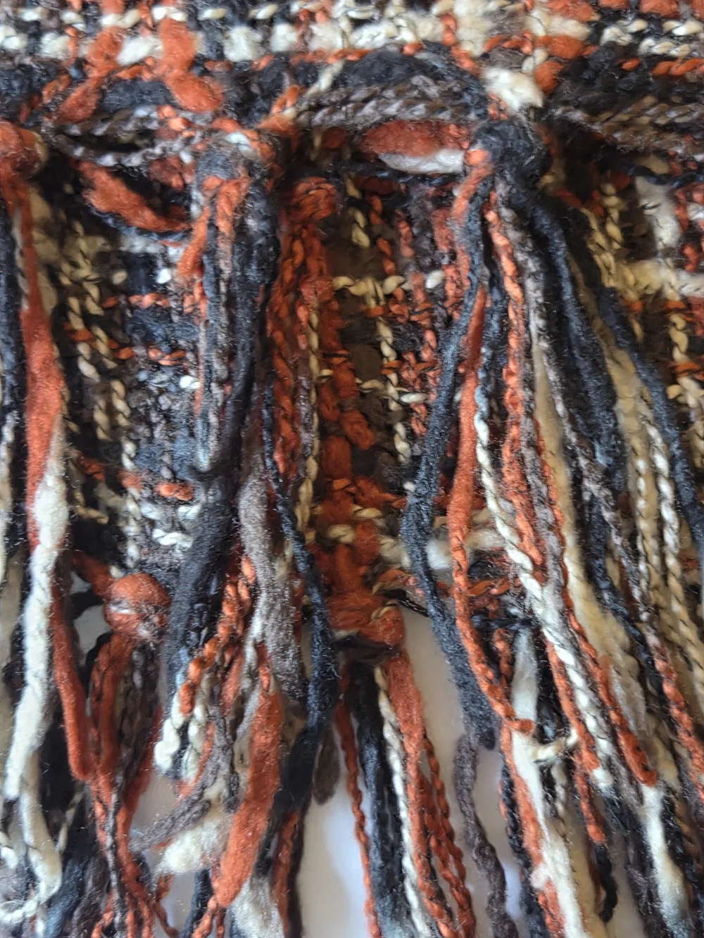 Sonoma Plaid Fringe Open-Front Cape in Rust, Brown, Cream,Black & Teal